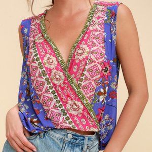 Free People Floral Mesh Blouse